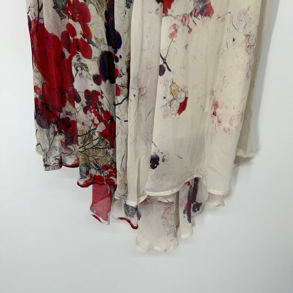 Varun Bahl Anthropologie Floral Print Swing Dress Women's Size 2 Ivory High Low - Picture 5 of 8